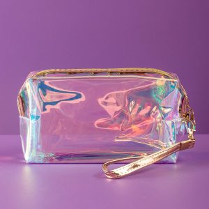 Golden hologram cosmetic bag