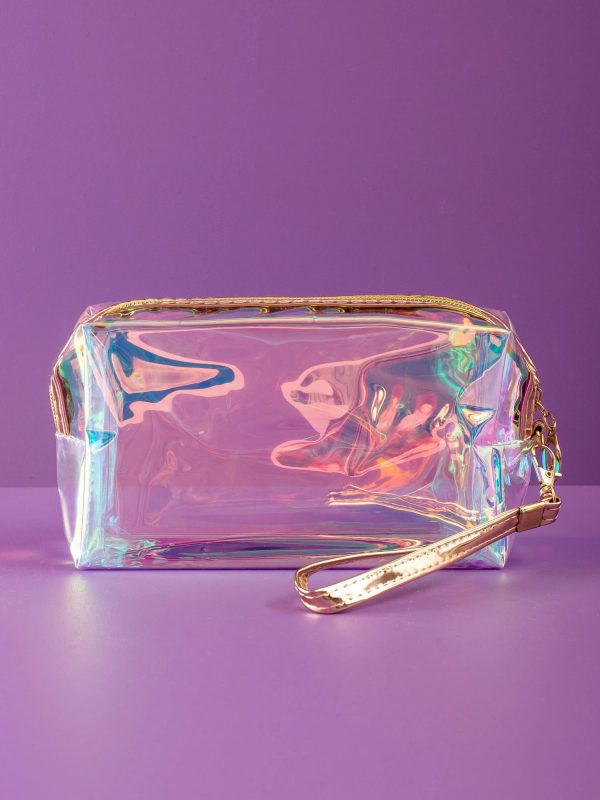 Golden hologram cosmetic bag