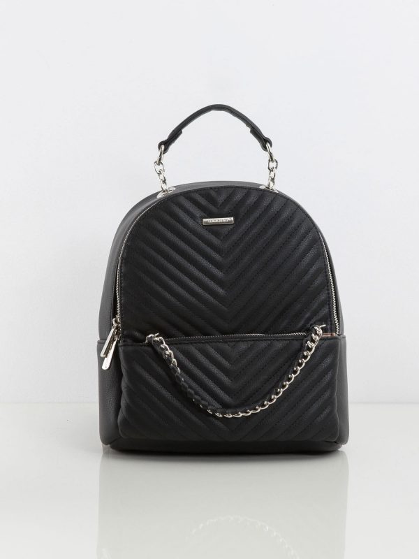 Women's black backpack with stitching