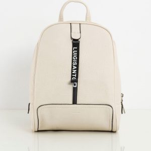 Light beige women's backpack with decorative zipper