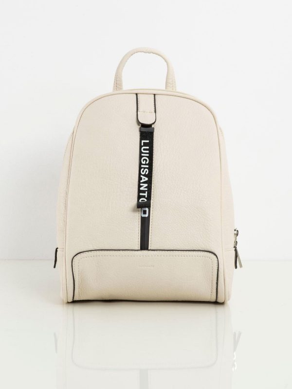 Light beige women's backpack with decorative zipper