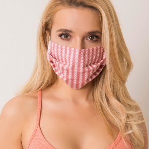 Dirty pink protective mask with geometric motif