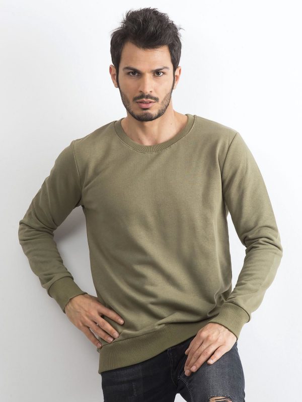 Khaki cotton sweatshirt for men