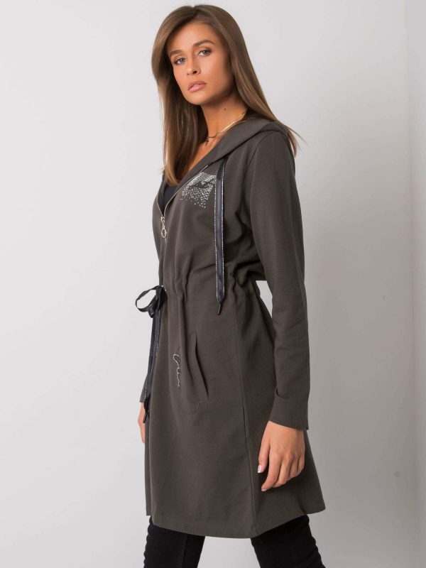 Dark khaki sweatshirt with binding Chandana