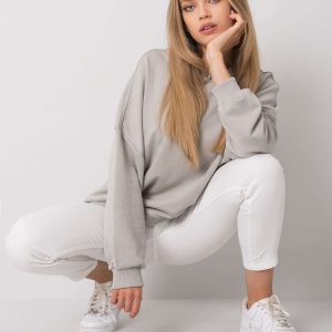 Fabrizia Grey Cotton Hoodless Sweatshirt