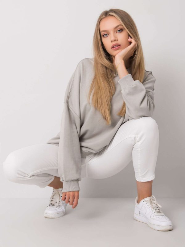 Fabrizia Grey Cotton Hoodless Sweatshirt