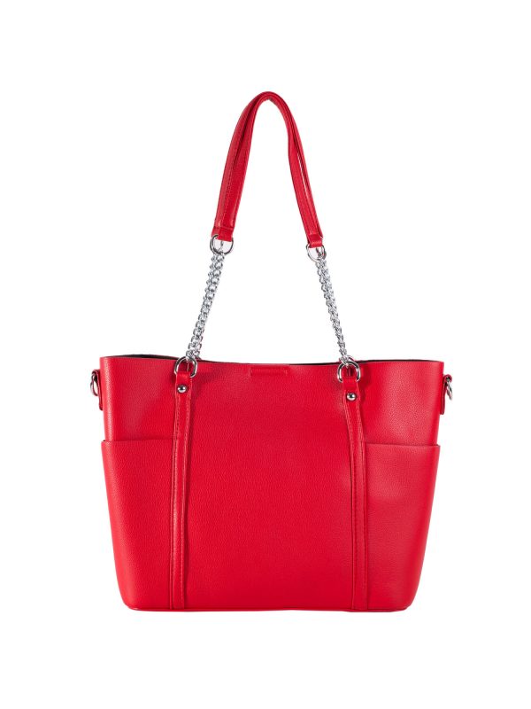 Red Roomy Eco Leather Shoulder Bag