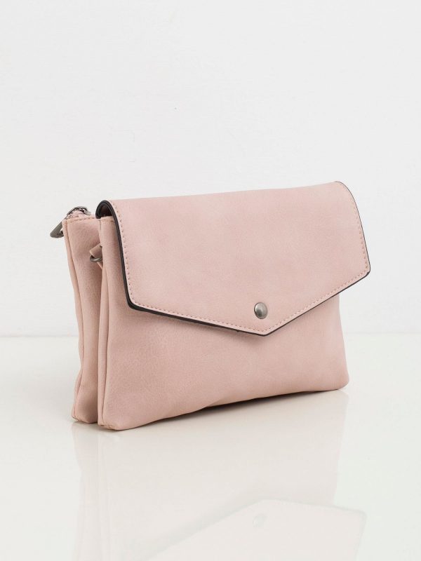 Pale pink eco-leather handbag with flip