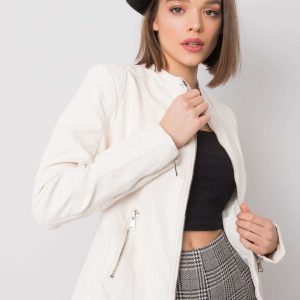 Ecru eco leather jacket Eulalie