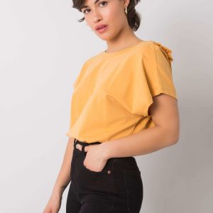 Dark yellow blouse with ruffles Leanne