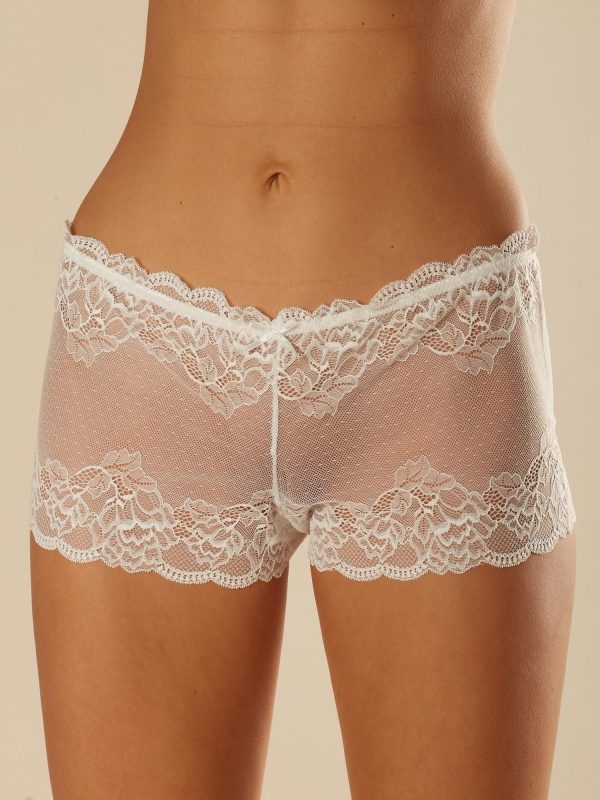 White openwork panties shorts with lace