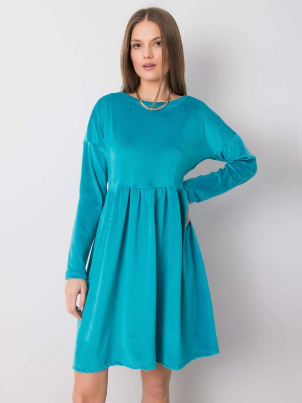 Turquoise velour dress Mauriel RUE PARIS