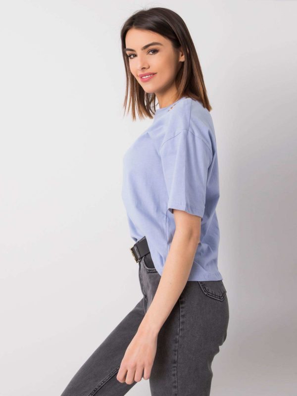 Blue cotton t-shirt Donna RUE PARIS