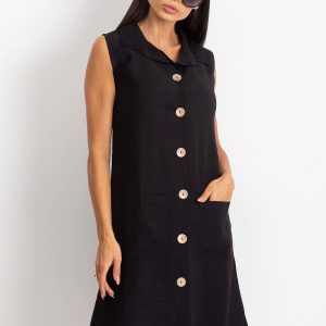 RUE PARIS Black Safari Dress