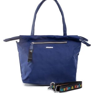 Navy blue shoulder bag with detachable strap