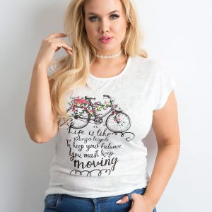 Ecru T-shirt plus size with print