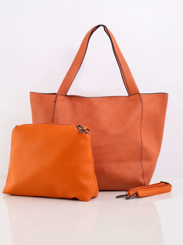 Orange capacious bag made of eco leather