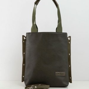 Khaki urban bag made of eco leather