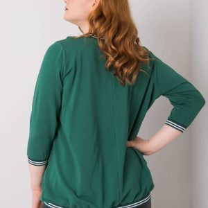 Dark Green Plus Size Blouse Pearl