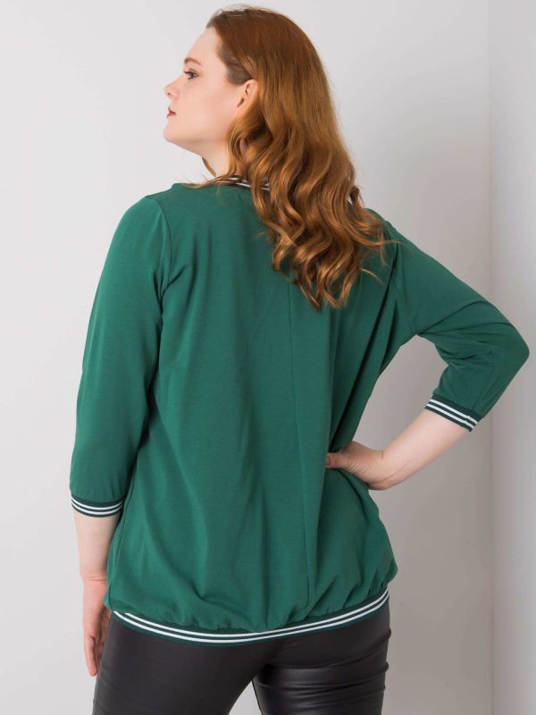 Dark Green Plus Size Blouse Pearl