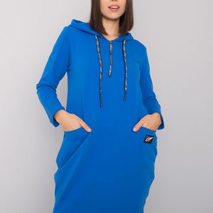 Dark Blue Plus Size Cotton Tunic Hooded Kierra