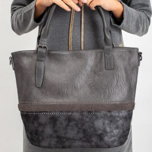 Grey women's bag made of eco leather