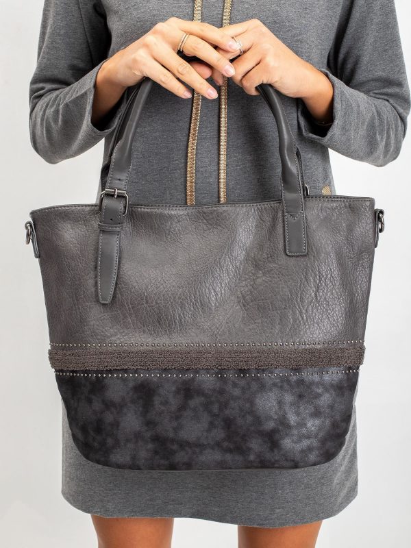 Grey women's bag made of eco leather