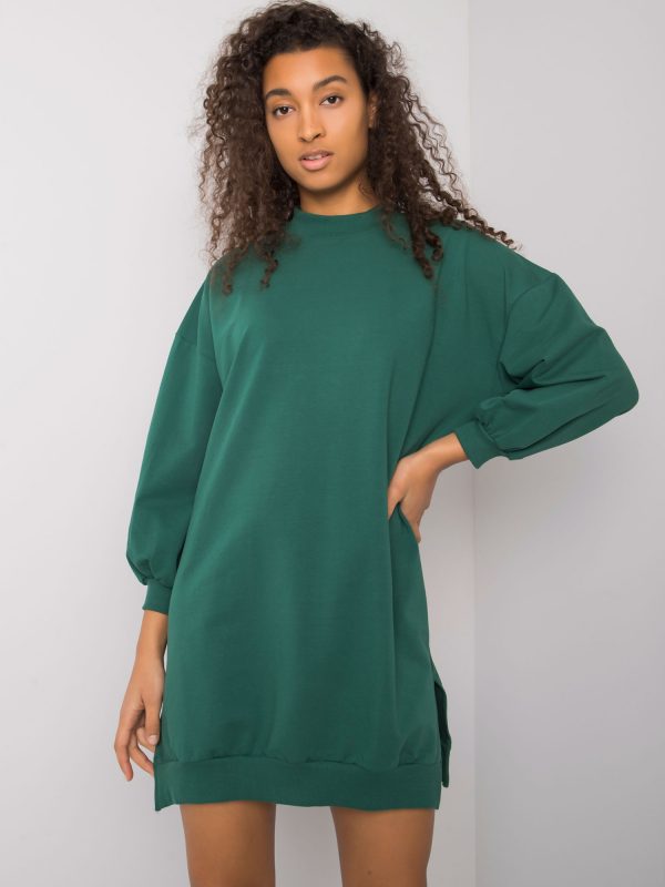 Dark Green Women's Cotton Dress Maretta RUE PARIS