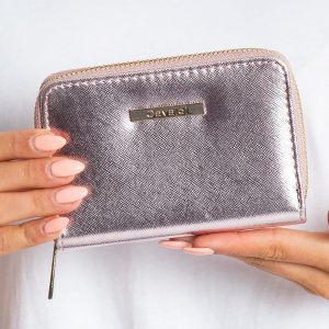 Pink-silver zipper wallet