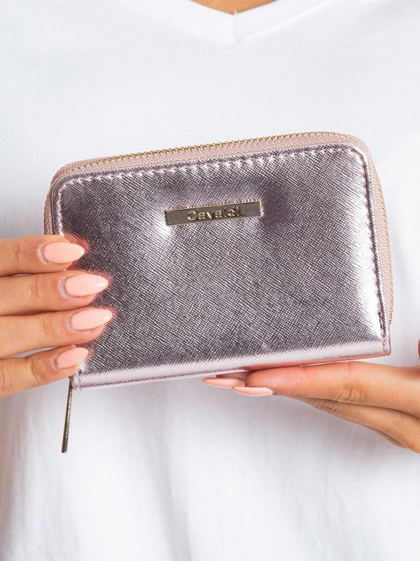 Pink-silver zipper wallet