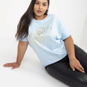 Light Blue Plus Size T-Shirt with Print