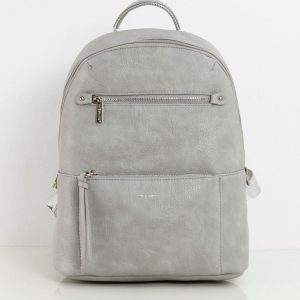 Grey women's backpack with pockets