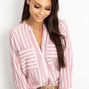 RUE PARIS Pink and white blouse Sienna