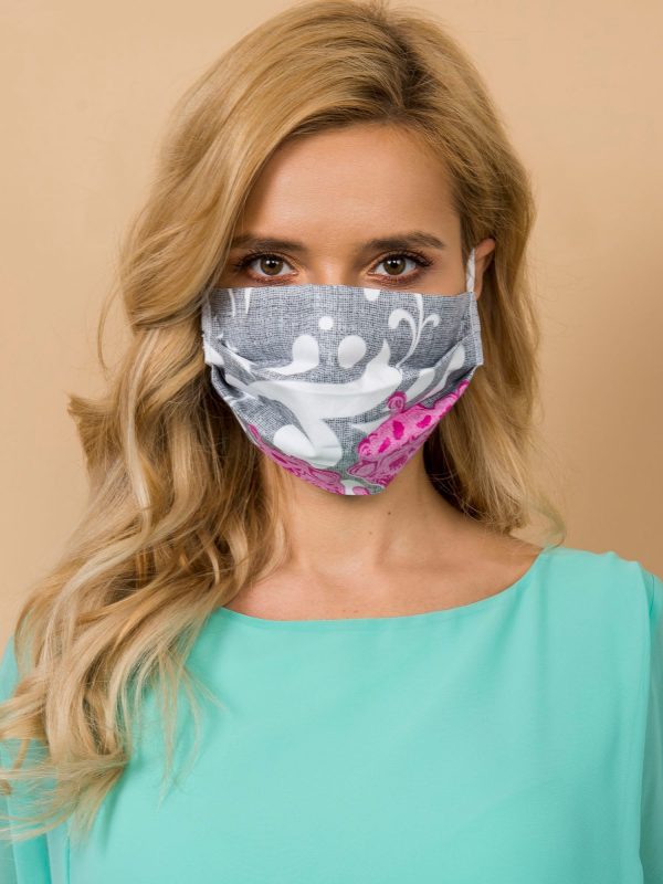 Grey Patterned Protective Mask