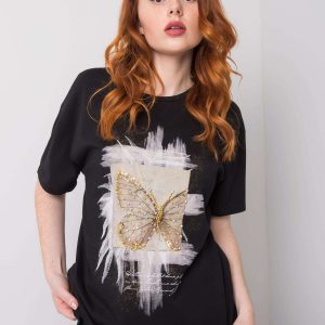 Black T-shirt for women with print by Fayette