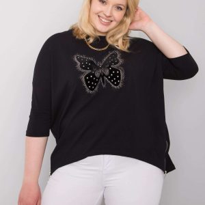 Black blouse with Millie appliqués