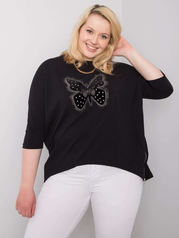 Black blouse with Millie appliqués