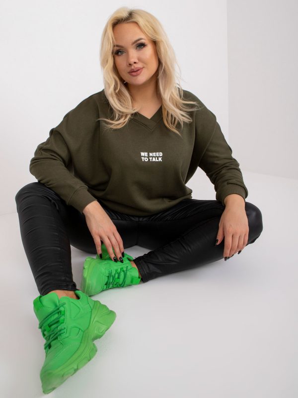 Khaki sweatshirt tunic plus size with Raella inscription