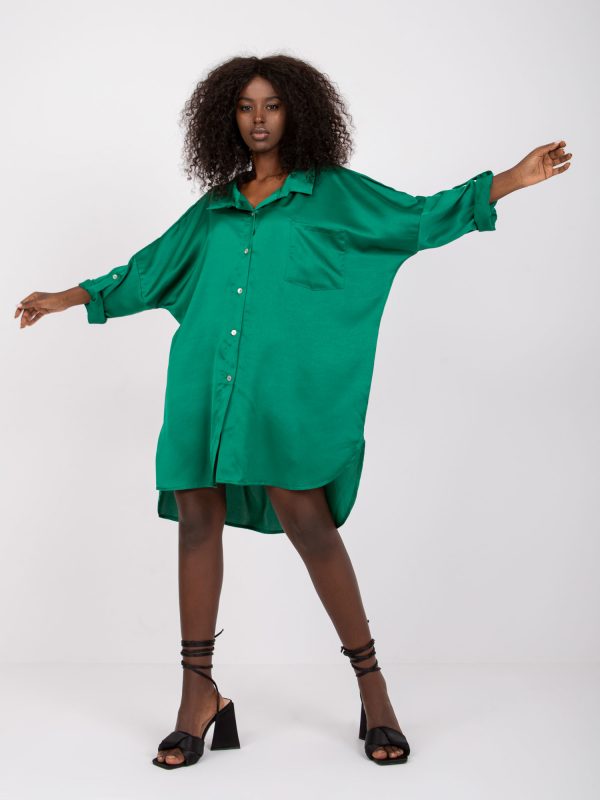 Flevoland Green Loose Shirt Dress