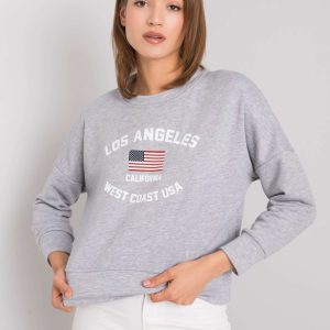 Grey melange sweatshirt with print Loretta RUE PARIS