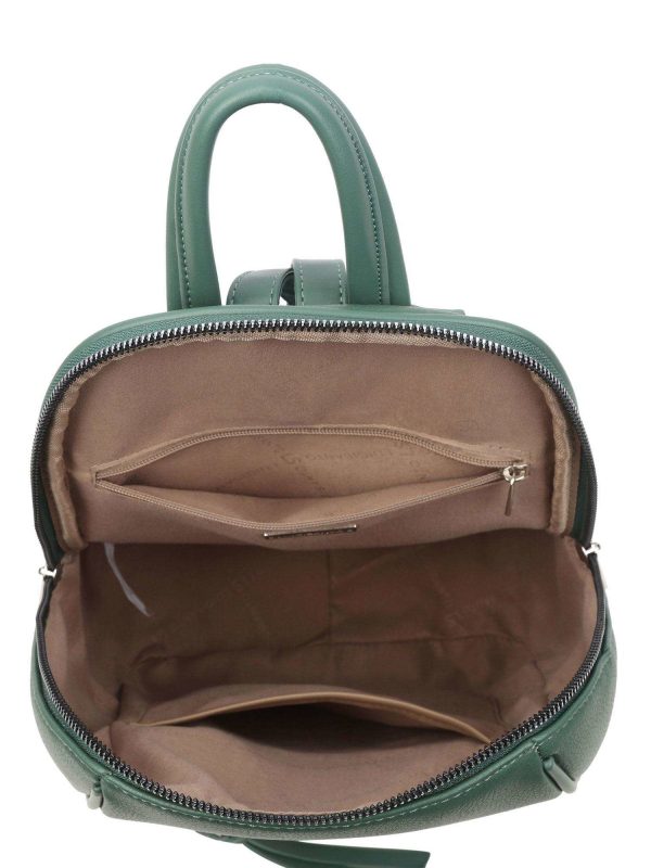 Dark green women's backpack with pocket LUIGISANTO