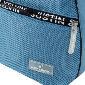 Light Blue Shoulder Bag with Colorful Strap