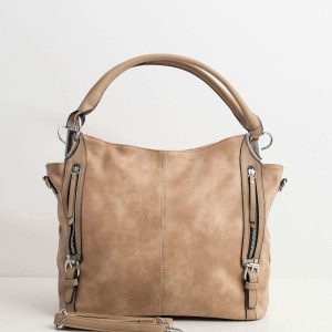 Dark beige eco-leather city bag