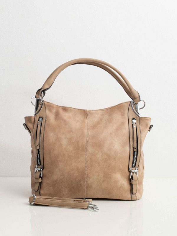 Dark beige eco-leather city bag