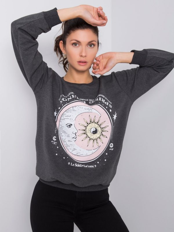 Dark grey sweatshirt with print Trisha