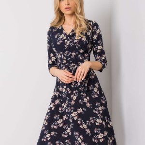 Navy Blue Floral Dress Genoa