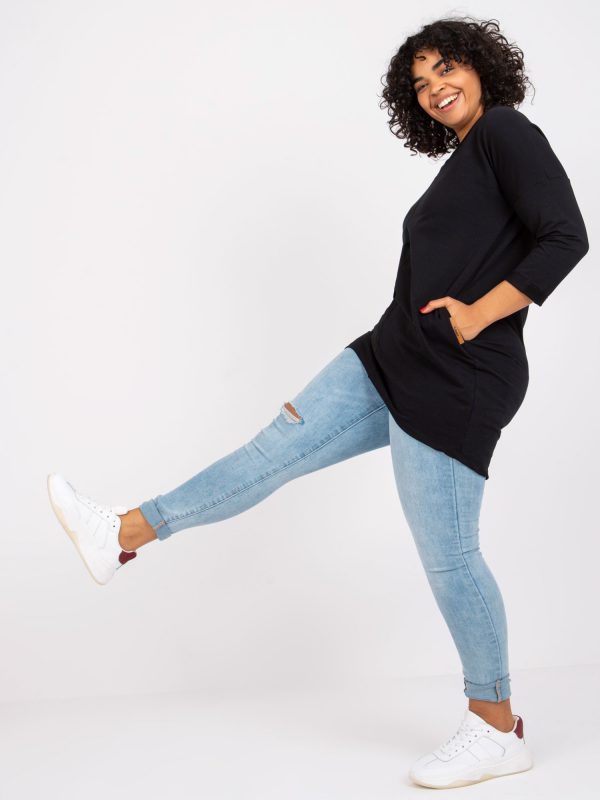 Black sweatshirt tunic plus size casual Sue