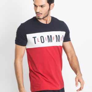 Navy blue and red T-shirt for men TOMMY LIFE