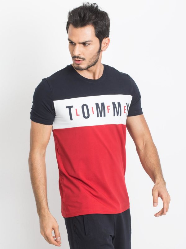 Navy blue and red T-shirt for men TOMMY LIFE