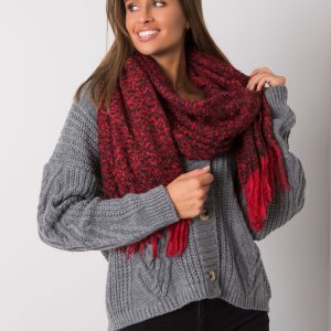 Black and red scarf with fringes